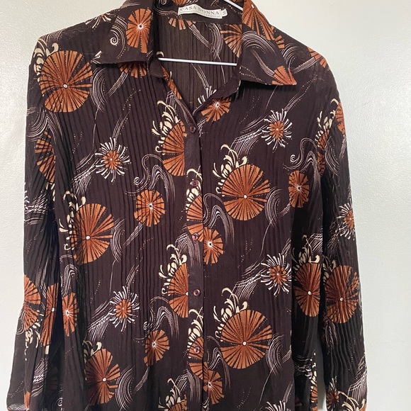 CASA DONNA Brown and Orange Coloured Floral Print Women’s Blouse - Picture 1 of 4